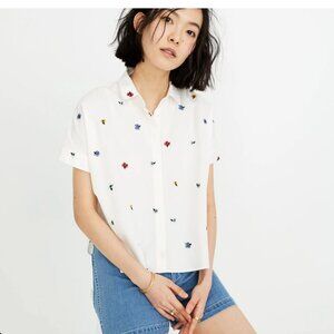 Madewell Embroidered Hilltop Shirt Confetti Floral Small Girlhoodcore Summer